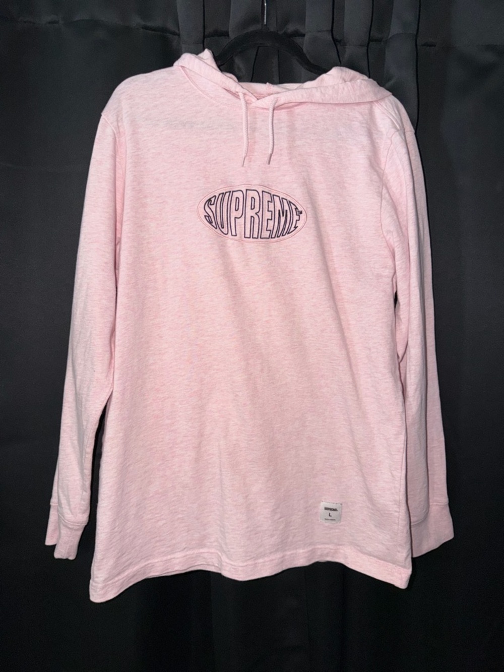 Supreme SS17 Warp Hooded Long Sleeve Top - Light Pink - Size Large